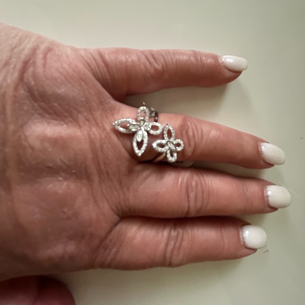 Sterling silver bypass butterfly ring